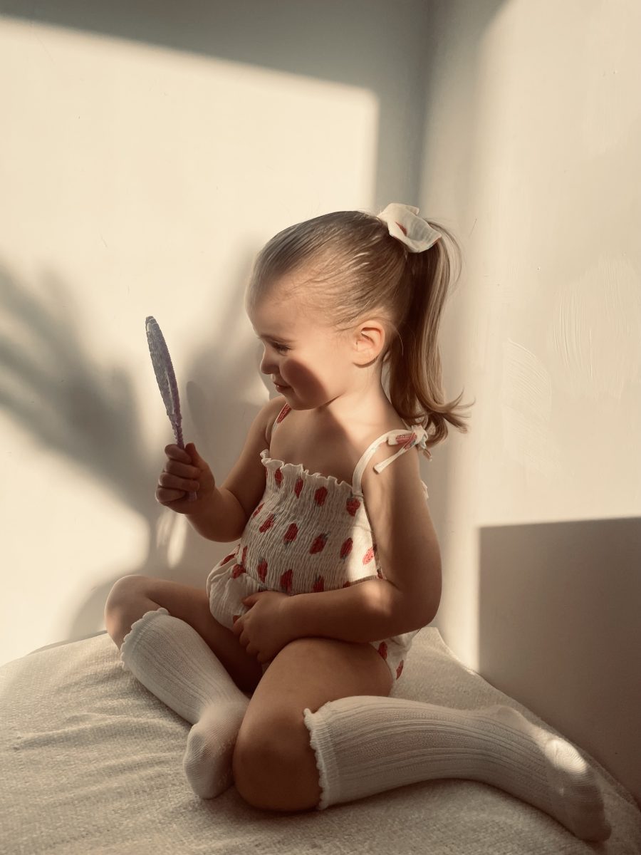 Strawberry cotton romper & headband