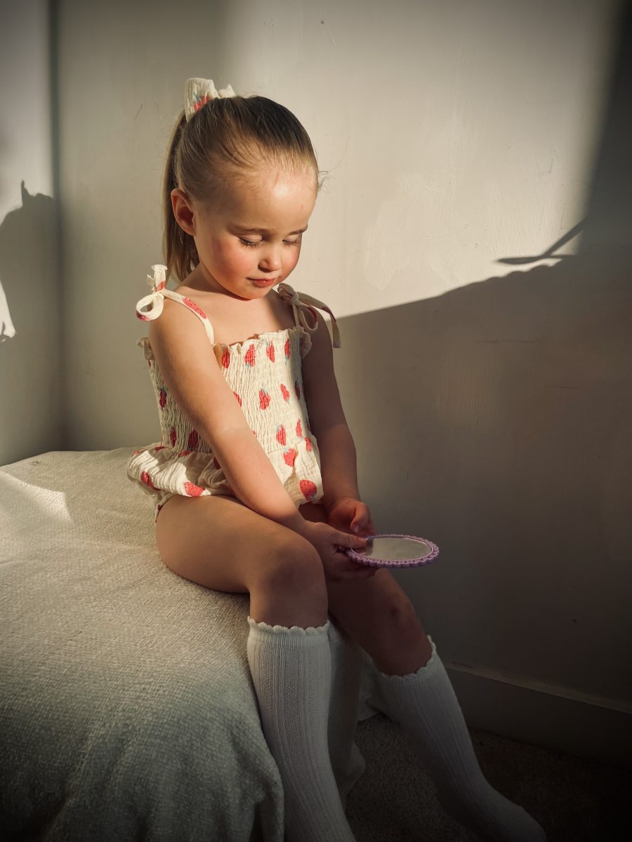 Strawberry cotton romper & headband